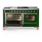 Ilve UM60FSNR3EGP Ilve Um60Fsnr3Egp Majestic Iii 60 Inch Dual Fuel Range With 7 Burners, Griddle And French Top, Dual Function Burner With Up To 25,000 Btu (Natural Gas, Triple Glass Door, Emerald Green, Copper)