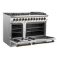 Forno FFSGS615648WHT Galiano 48-Inch Dual Fuel Range White & Antique Brass Design With 8 Sealed Burners 107,000 Btu, 6.58 Cu. Ft. Double Ovens & Griddle