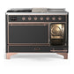 Ilve UM48FSQNR3MGPLP Ilve Um48Fsqnr3Mgplp Majestic Iii 48 Inch Dual Fuel Range With 5 Black Brass Burners, Griddle And French Top, Dual Function Burner Up To 25,000 Btu (Liquid Propane, Solid Door, Graphite Matte, Copper)