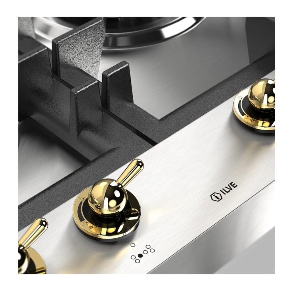 Ilve UHCPT125NSSGLP Ilve Uhcpt125Nssglp Nostalgie Ii 48 Inch Built-In Gas Cooktop With Total Black Brass Burners, In Stainless Steel (6 Sealed Burners, Liquid Propane, Brass)