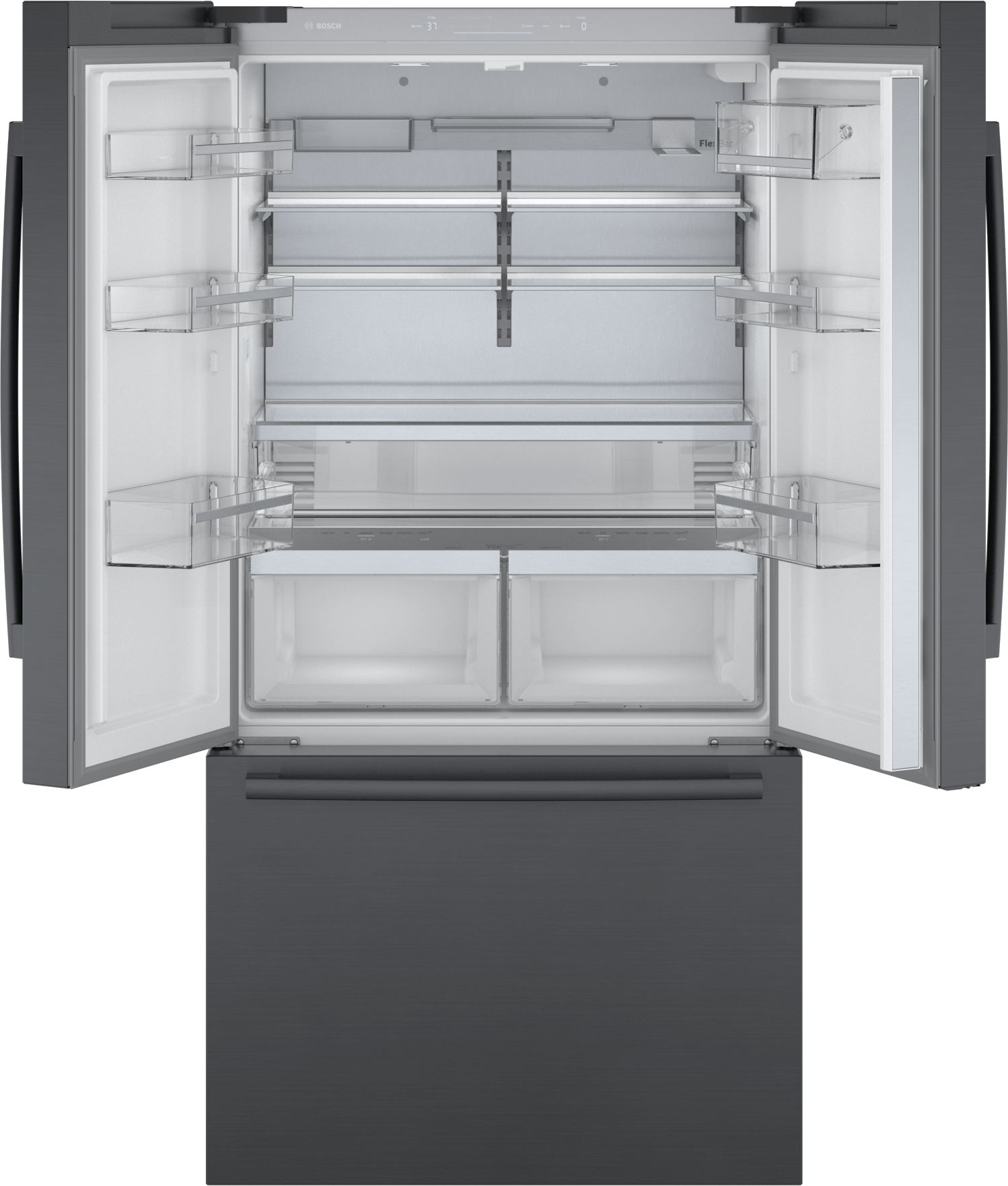 Bosch B36CT84SNB 800 Series, French Door Bottom Freezer, Multi Door, 36'', Black Inox-Antifingerprint