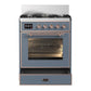 Ilve UM30NR3BGP Ilve Um30Nr3Bgp Majestic Iii 30 Inch Dual Fuel Range With 5 Black Brass Burners, Dual Function Burner Up To 25,000 Btu (Natural Gas, Triple Glass Door, Blue Grey, Copper)