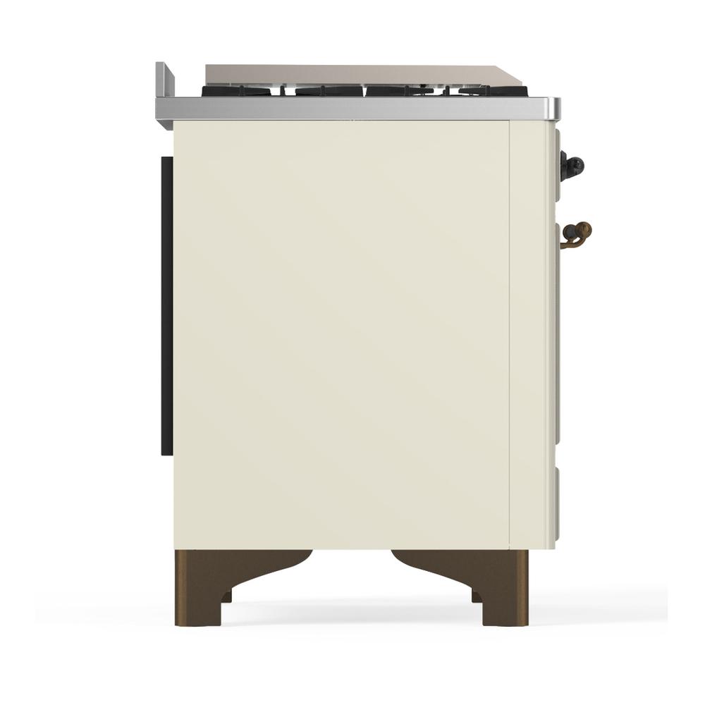 Ilve UM48FNR3AWBLP Ilve Um48Fnr3Awblp Majestic Iii 48 Inch Dual Fuel Range With 8 Burners And Griddle, Dual Function Burner Up To 25,000 Btu (Liquid Propane, Triple Glass Door, Antique White, Burnished)