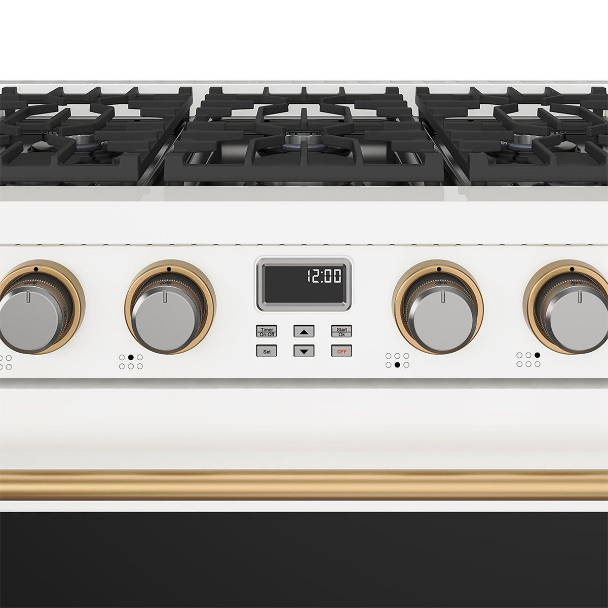 Thor Kitchen ARG36WBRZ 36 Inch Gas Range In White And Bronze- Contemporary Professional