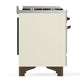 Ilve UM60FNR3AWBLP Ilve Um60Fnr3Awblp Majestic Iii 60 Inch Dual Fuel Range With 9 Burners And Griddle, Dual Function Burner Up To 25,000 Btu (Liquid Propane, Triple Glass Door, Antique White, Burnished)
