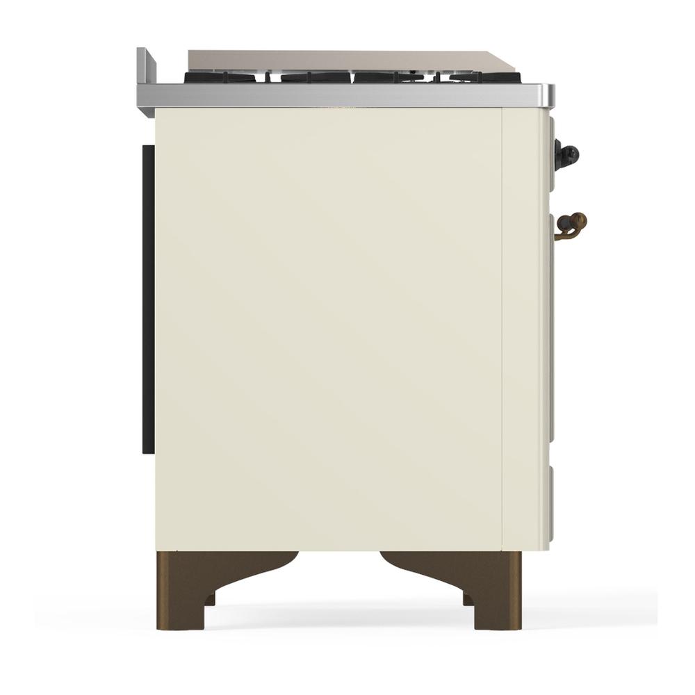 Ilve UM60FNR3AWBLP Ilve Um60Fnr3Awblp Majestic Iii 60 Inch Dual Fuel Range With 9 Burners And Griddle, Dual Function Burner Up To 25,000 Btu (Liquid Propane, Triple Glass Door, Antique White, Burnished)