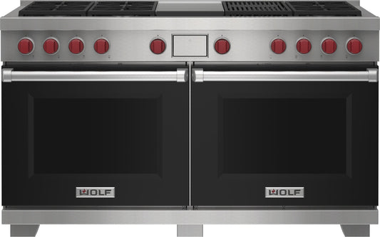 Wolf DF60650CGBKPLP 60" Dual Fuel Range - 6 Burners, Infrared Charbroiler And Infrared Griddle