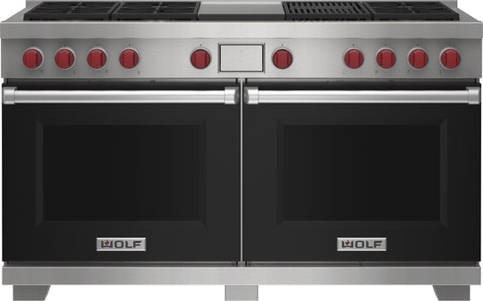 Wolf DF60650CGBKPLP 60" Dual Fuel Range - 6 Burners, Infrared Charbroiler And Infrared Griddle