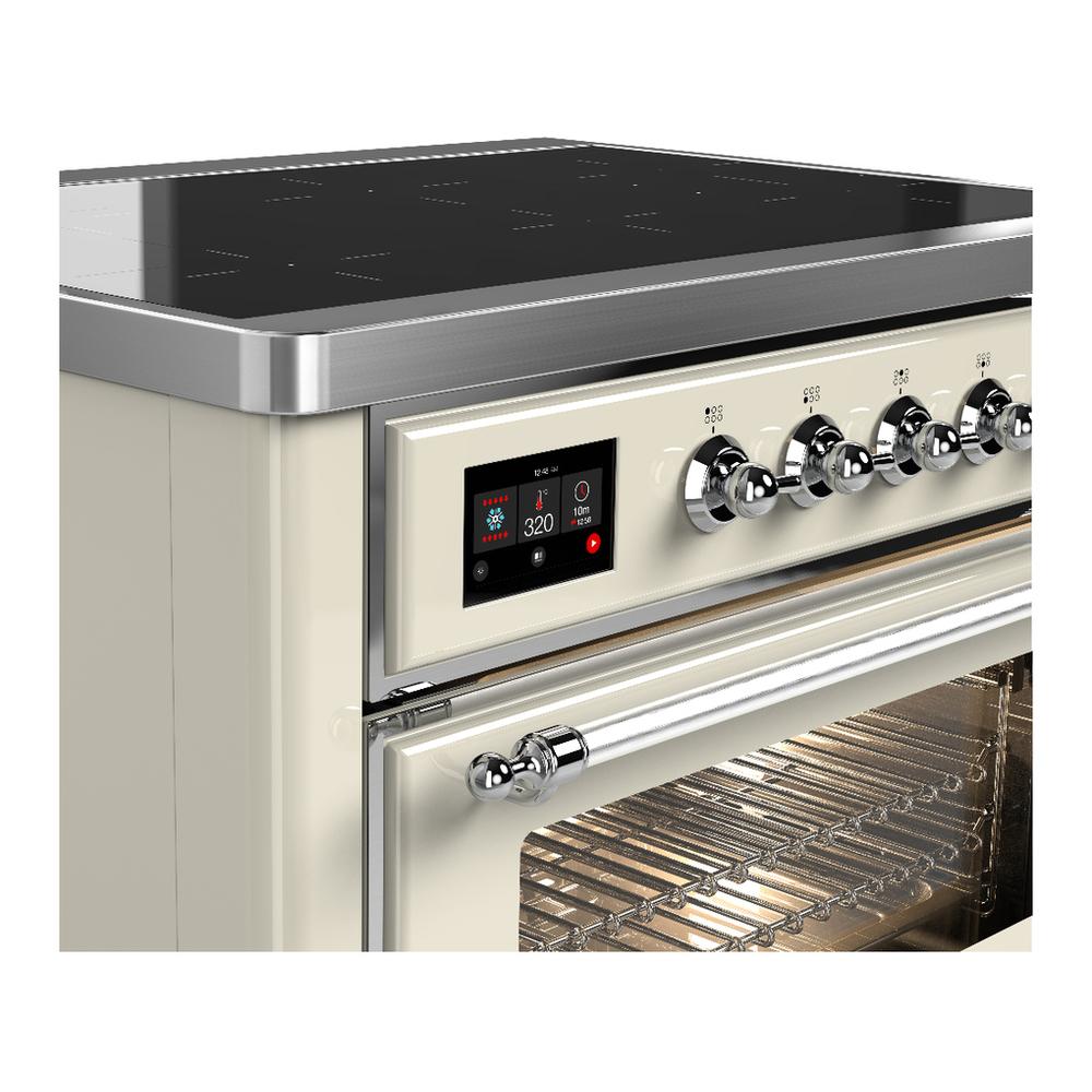 Ilve UMIB36NR3AWC Ilve Umib36Nr3Awc Majestic Iii 36 Inch Induction Range With 6 Elements, 3.5 Cu. Ft. Total Oven Capacity (Triple Glass Door, Antique White, Chrome)