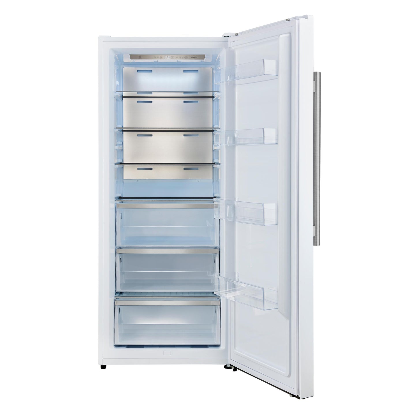 Forno FFFFD172228WHTRS Forno Maderno 28-Inch Convertible Freezer/Refrigerator In White With Antique Brass Handle, 13.6 Cu.Ft. Right Swing