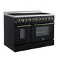 Forno FFSEL601148BLK Forno Paolo 48 Inch Freestanding Electric Range In Black With Antique Brass, 6.7 Cu.Ft, True Convection Oven, Energy Efficient