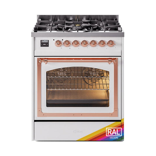 Ilve UN30NMPRAP Ilve Un30Nmprap Nostalgie Ii Noblesse 30" Dual Fuel Range (Natural Gas, Triple Glass Door, Ral, Copper)