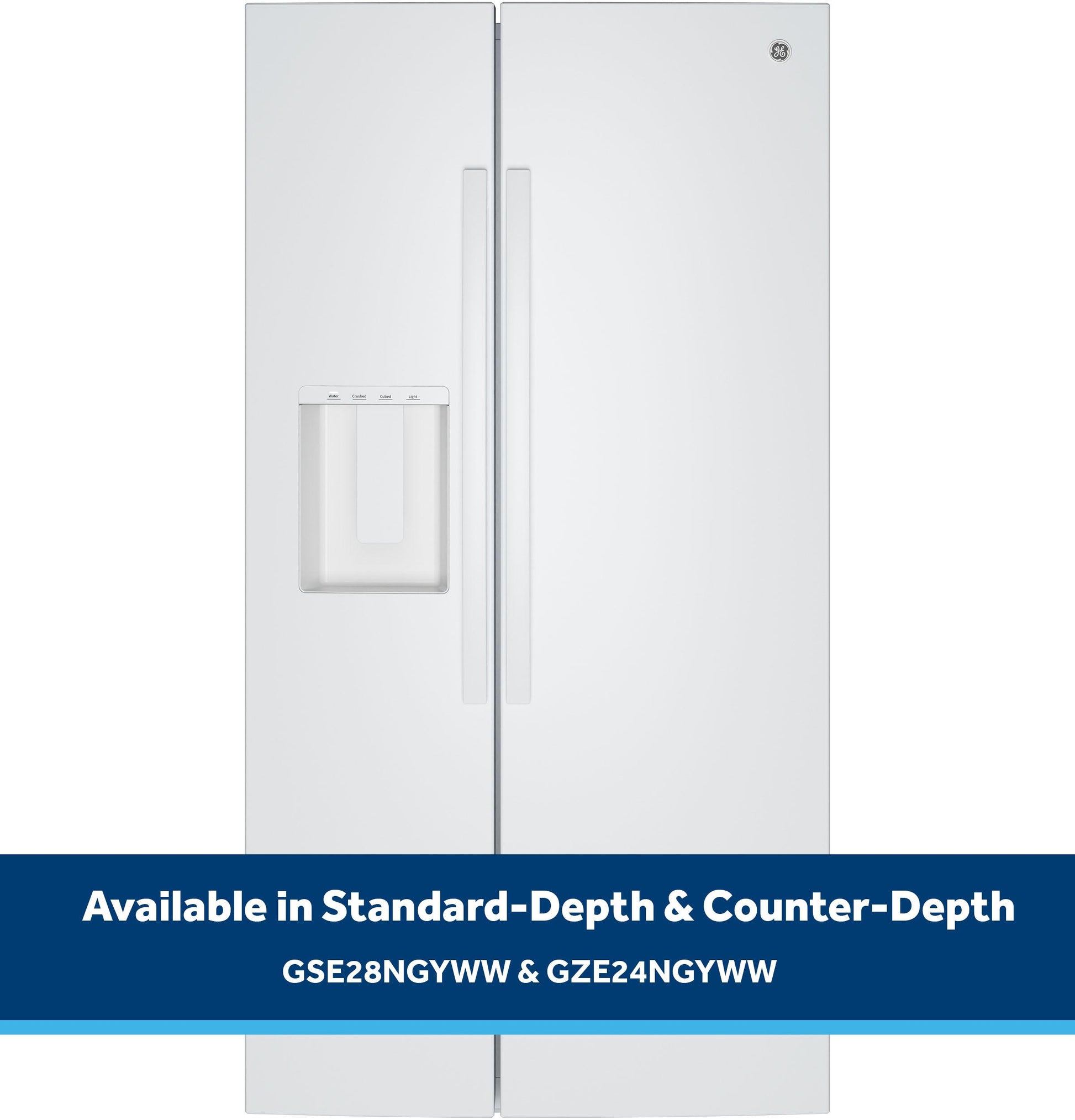 Ge Appliances GZE24NGYWW Ge® Energy Star® 23.6 Cu. Ft. Counter-Depth Side-By-Side Refrigerator With Extra Tall Dispenser And In-Door Icemaker