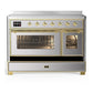 Ilve UMIB48NR3SSG Ilve Umib48Nr3Ssg Majestic Iii 48 Inch Induction Range With 6 Elements, 5.02 Cu. Ft. Total Oven Capacity (Triple Glass Door, Stainless Steel, Brass)