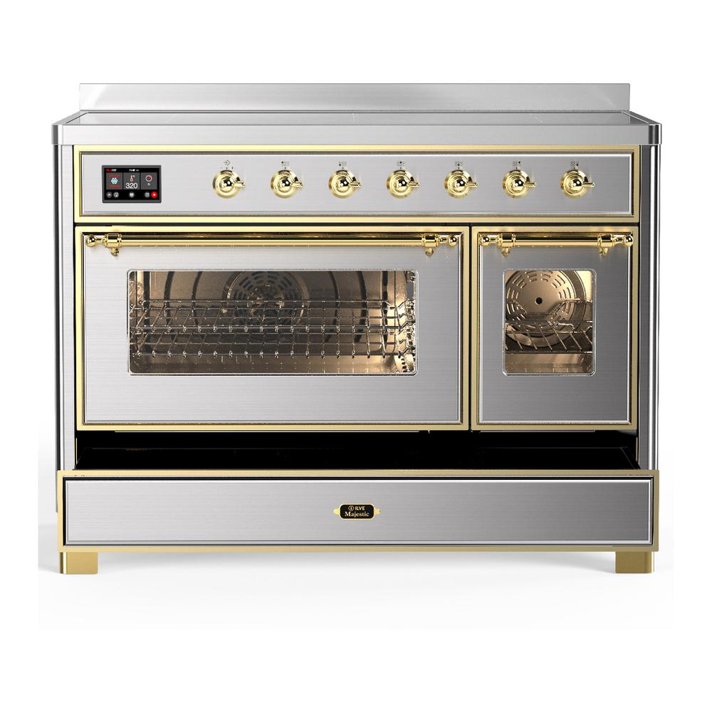 Ilve UMIB48NR3SSG Ilve Umib48Nr3Ssg Majestic Iii 48 Inch Induction Range With 6 Elements, 5.02 Cu. Ft. Total Oven Capacity (Triple Glass Door, Stainless Steel, Brass)