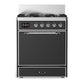 Ilve UM30QNR3MGC Ilve Um30Qnr3Mgc Majestic Iii 30 Inch Dual Fuel Range With 5 Black Brass Burners, Dual Function Burner Up To 25,000 Btu (Natural Gas, Solid Door, Graphite Matte, Chrome)