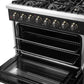 Forno FFSGS615636BLK Forno Galiano 36-Inch Dual Fuel Range In Black & Antique Brass Design, 6 Sealed Burners 83,000 Btu, 5.36 Cu.Ft. True Convection Oven
