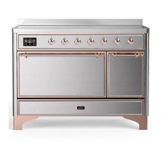 Ilve UMIB48QNR3SSP Ilve Umib48Qnr3Ssp Majestic Iii 48 Inch Induction Range With 6 Elements, 5.02 Cu. Ft. Total Oven Capacity (Solid Door, Stainless Steel, Copper)