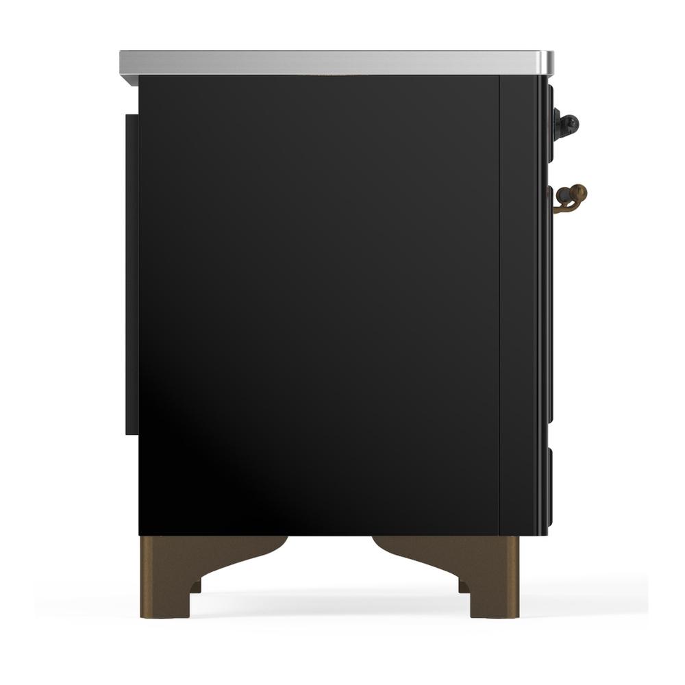 Ilve UMDIB40QNR3BKB Ilve Umdib40Qnr3Bkb Majestic Iii 40 Inch Induction Range With 6 Elements, 3.82 Cu. Ft. Total Oven Capacity (Solid Door, Glossy Black, Burnished)