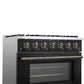 Forno FFSGS624436BLK Forno Galiano 36-Inch Freestanding Gas Range In Black With Antique Brass Design, 6 Burners, 83,000 Btu, 5.36 Cu.Ft. Convection Oven