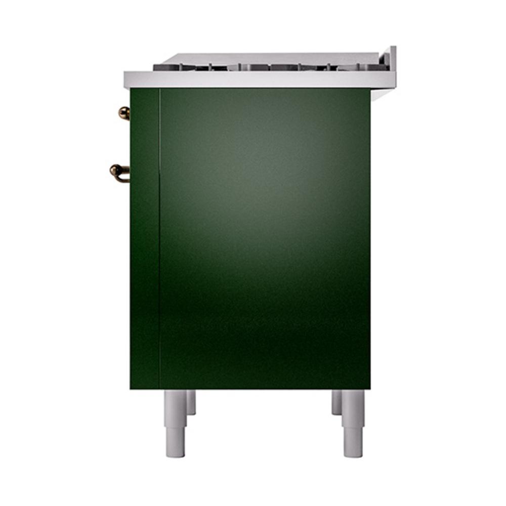 Ilve UN36FQNMPEGB Ilve Un36Fqnmpegb Nostalgie Ii Noblesse 36" Dual Fuel Range (Natural Gas, Solid Door, Emerald Green, Burnished)