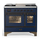 Ilve UMD40FNR3MBB Ilve Umd40Fnr3Mbb Majestic Iii 40 Inch Dual Fuel Range With 6 Burners And Griddle, Dual Function Burner Up To 25,000 Btu (Natural Gas, Triple Glass Door, Midnight Blue, Burnished)
