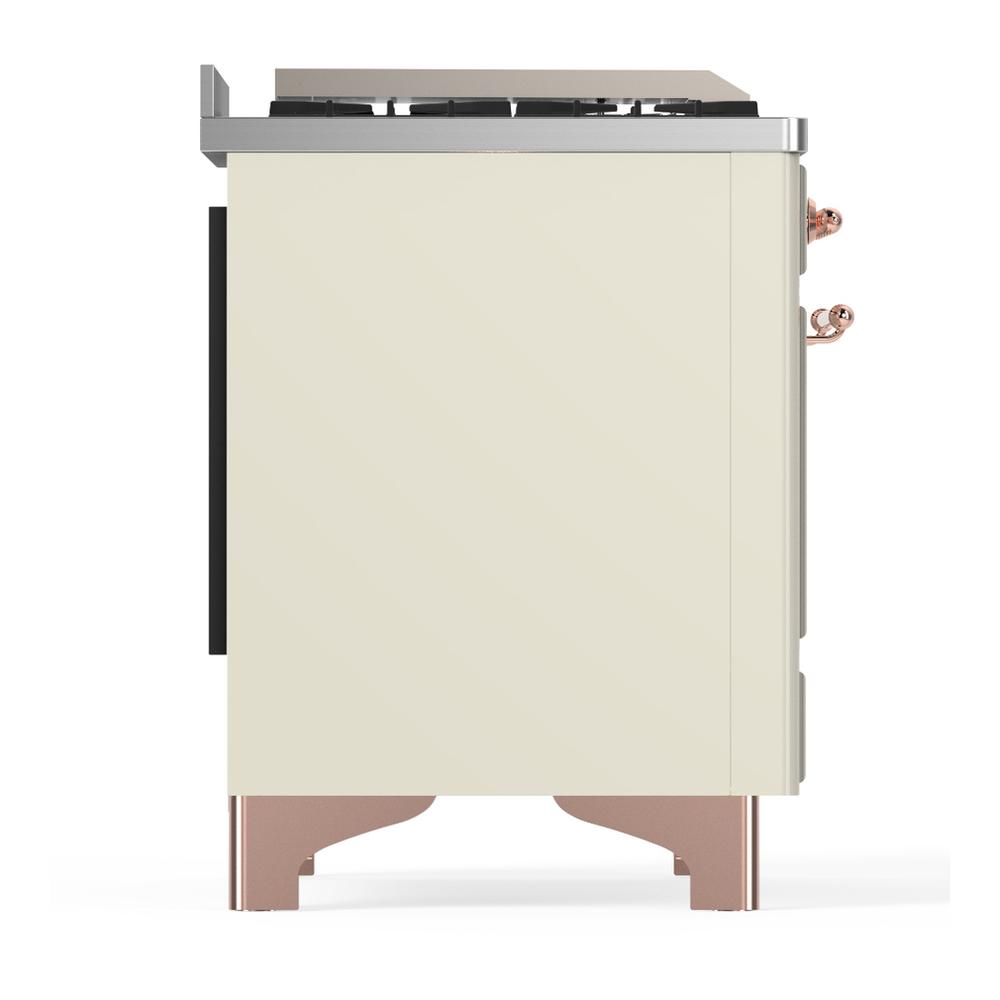 Ilve UM60FQNR3AWP Ilve Um60Fqnr3Awp Majestic Iii 60 Inch Dual Fuel Range With 9 Burners And Griddle, Dual Function Burner Up To 25,000 Btu (Natural Gas, Solid Door, Antique White, Copper)