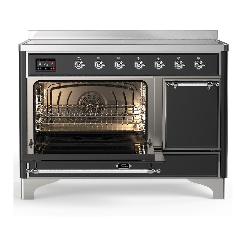 Ilve UMIB48QNR3MGC Ilve Umib48Qnr3Mgc Majestic Iii 48 Inch Induction Range With 6 Elements, 5.02 Cu. Ft. Total Oven Capacity (Solid Door, Graphite Matte, Chrome)