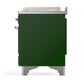 Ilve UM48FSQNR3EGC Ilve Um48Fsqnr3Egc Majestic Iii 48 Inch Dual Fuel Range With 5 Black Brass Burners, Griddle And French Top, Dual Function Burner Up To 25,000 Btu (Natural Gas, Solid Door, Emerald Green, Chrome)