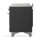 Ilve UM48FSQNR3MGCLP Ilve Um48Fsqnr3Mgclp Majestic Iii 48 Inch Dual Fuel Range With 5 Black Brass Burners, Griddle And French Top, Dual Function Burner Up To 25,000 Btu (Liquid Propane, Solid Door, Graphite Matte, Chrome)