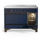 Ilve UMIB48QNR3MBB Ilve Umib48Qnr3Mbb Majestic Iii 48 Inch Induction Range With 6 Elements, 5.02 Cu. Ft. Total Oven Capacity (Solid Door, Midnight Blue, Burnished)