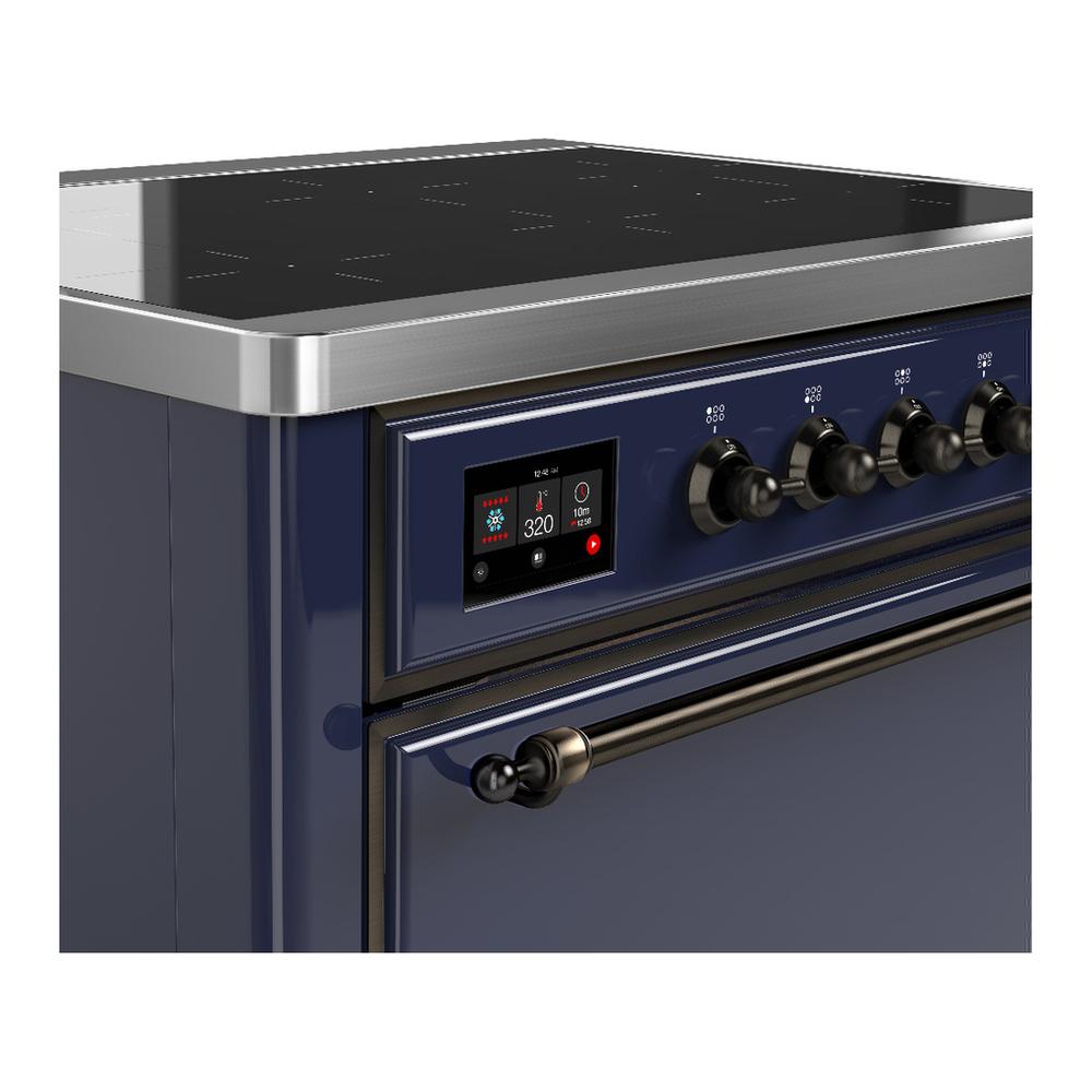 Ilve UMIB36QNR3MBB Ilve Umib36Qnr3Mbb Majestic Iii 36 Inch Induction Range With 6 Elements, 3.5 Cu. Ft. Total Oven Capacity (Solid Door, Midnight Blue, Burnished)