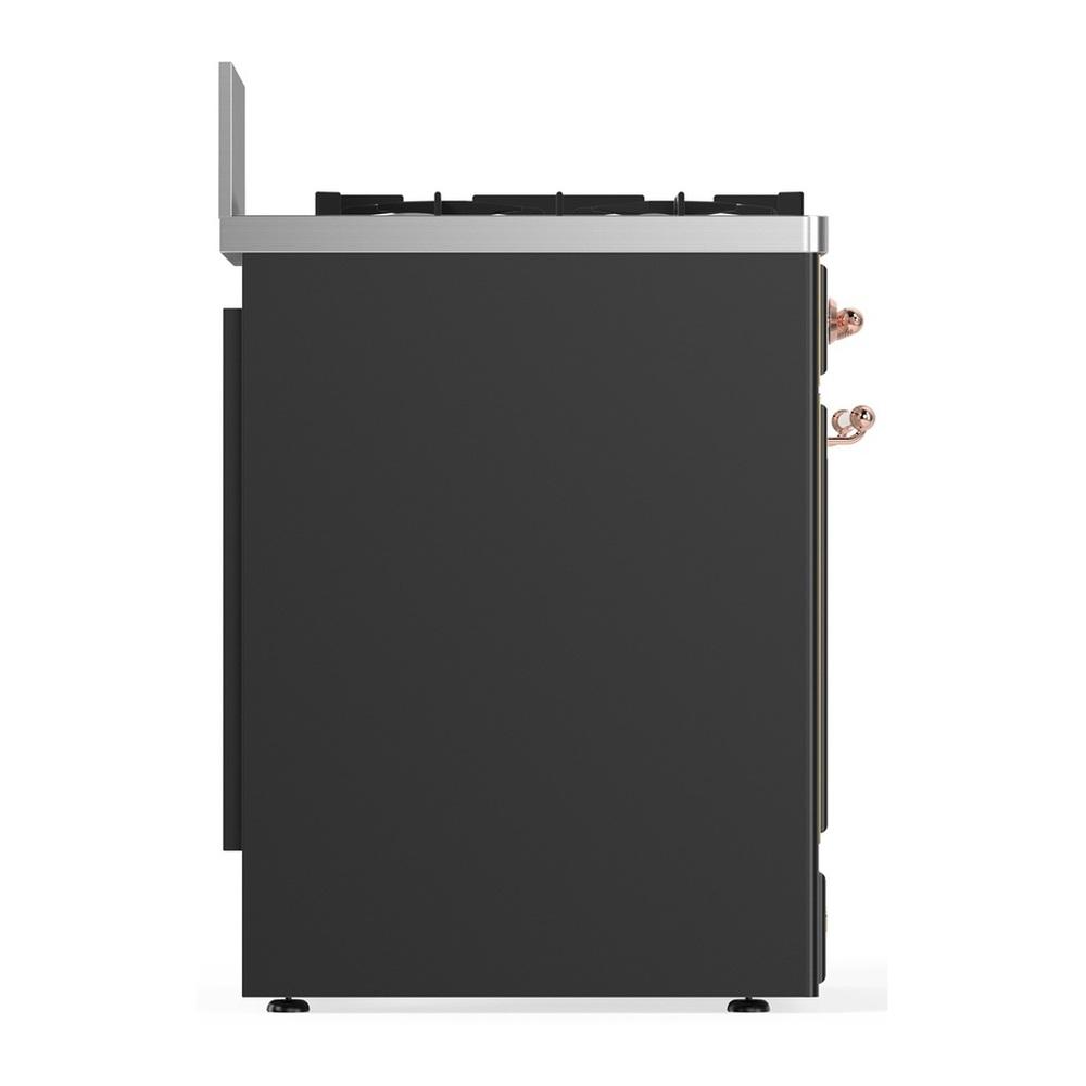 Ilve UM30NR3MGPLP Ilve Um30Nr3Mgplp Majestic Iii 30 Inch Dual Fuel Range With 5 Black Brass Burners, Dual Function Burner Up To 25,000 Btu (Liquid Propane, Triple Glass Door, Graphite Matte, Copper)