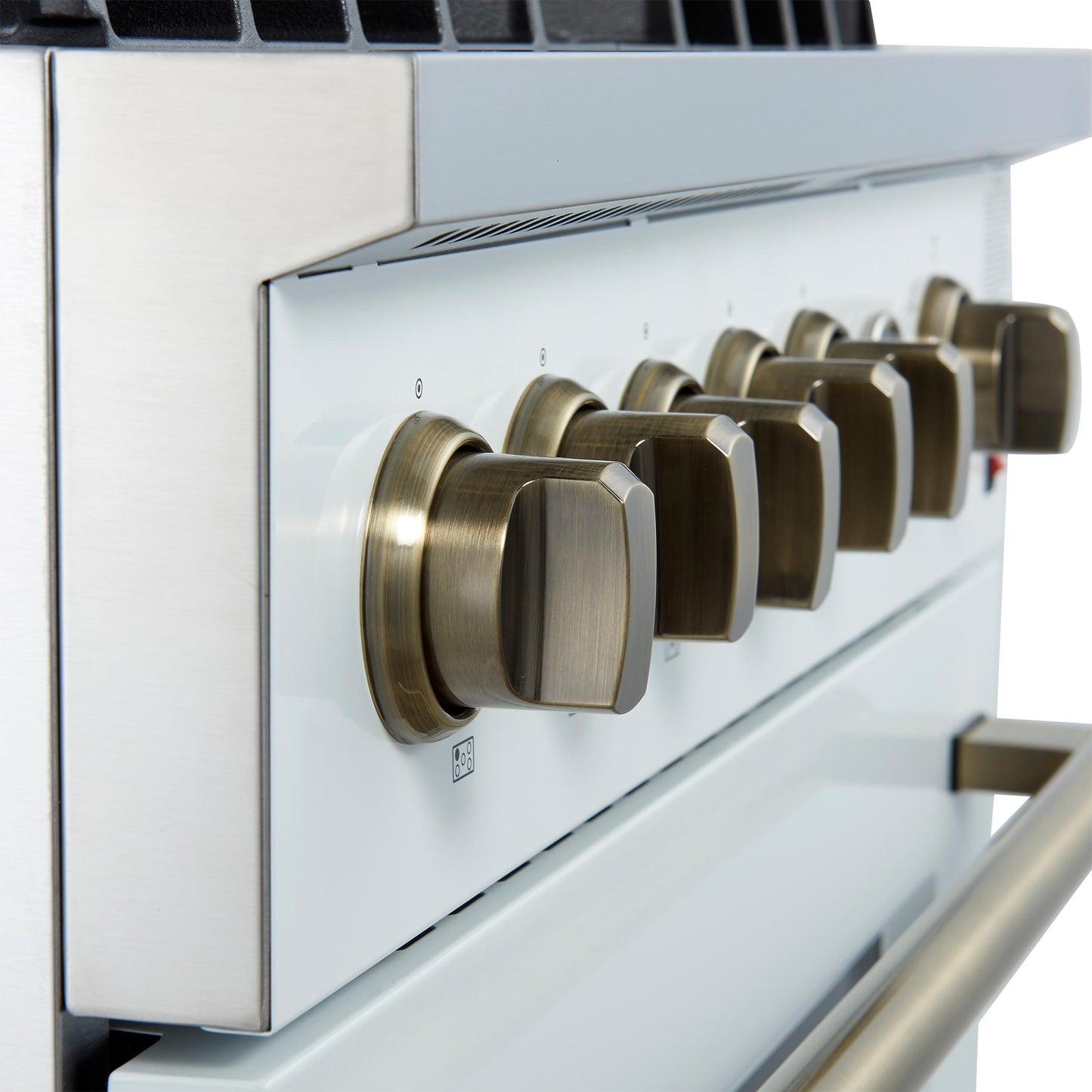 Forno FFSGS627430WHT Giovanni 30-Inch Gas Range White & Antique Brass Design, 5 Burners 67,000 Btu, 4.32 Cu.Ft. Convection Oven