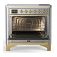 Ilve UMIB36QNR3SSG Ilve Umib36Qnr3Ssg Majestic Iii 36 Inch Induction Range With 6 Elements, 3.5 Cu. Ft. Total Oven Capacity (Solid Door, Stainless Steel, Brass)