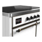 Ilve UMDIB40QNR3WHB Ilve Umdib40Qnr3Whb Majestic Iii 40 Inch Induction Range With 6 Elements, 3.82 Cu. Ft. Total Oven Capacity (Solid Door, White, Burnished)
