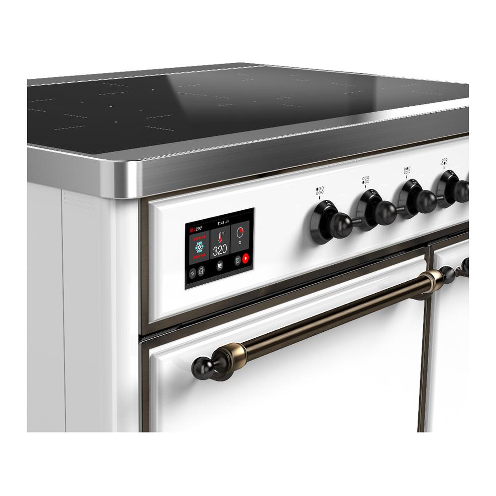 Ilve UMDIB40QNR3WHB Ilve Umdib40Qnr3Whb Majestic Iii 40 Inch Induction Range With 6 Elements, 3.82 Cu. Ft. Total Oven Capacity (Solid Door, White, Burnished)