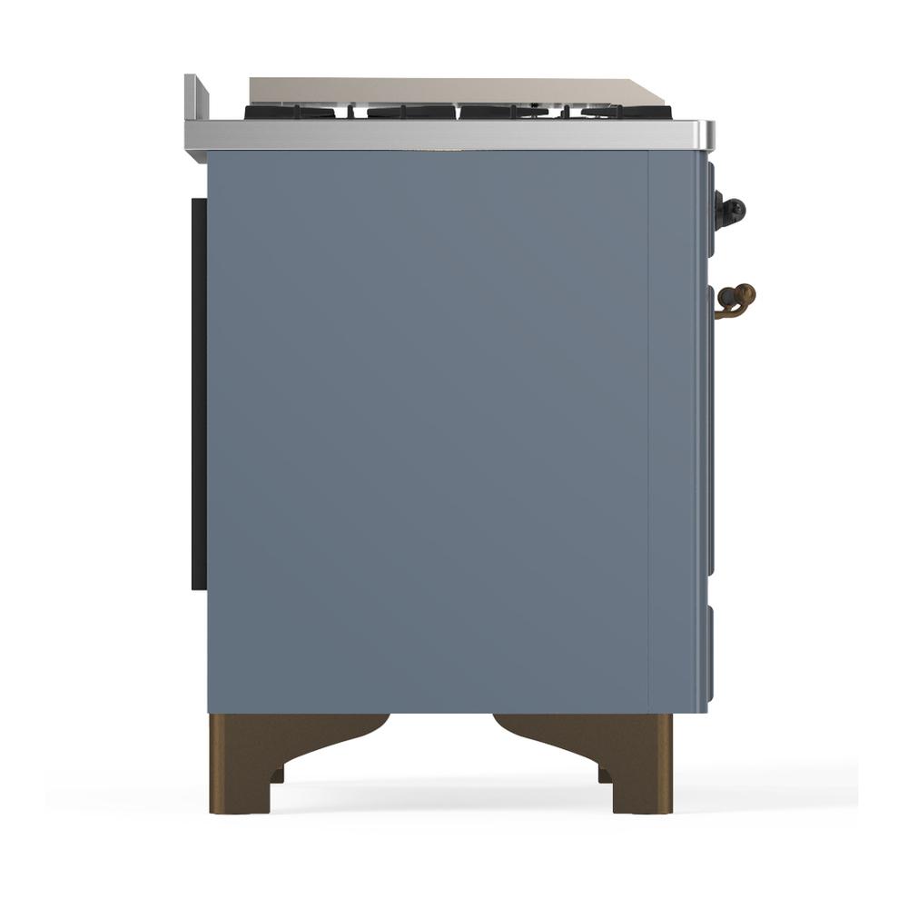 Ilve UM48FQNR3BGB Ilve Um48Fqnr3Bgb Majestic Iii 48 Inch Dual Fuel Range With 8 Burners And Griddle, Dual Function Burner Up To 25,000 Btu (Natural Gas, Solid Door, Blue Grey, Burnished)