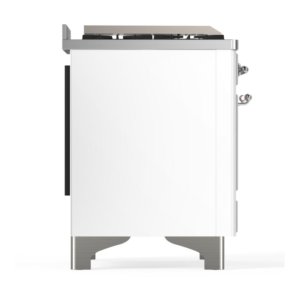 Ilve UM48FNR3WHCLP Ilve Um48Fnr3Whclp Majestic Iii 48 Inch Dual Fuel Range With 8 Burners And Griddle, Dual Function Burner Up To 25,000 Btu (Liquid Propane, Triple Glass Door, White, Chrome)