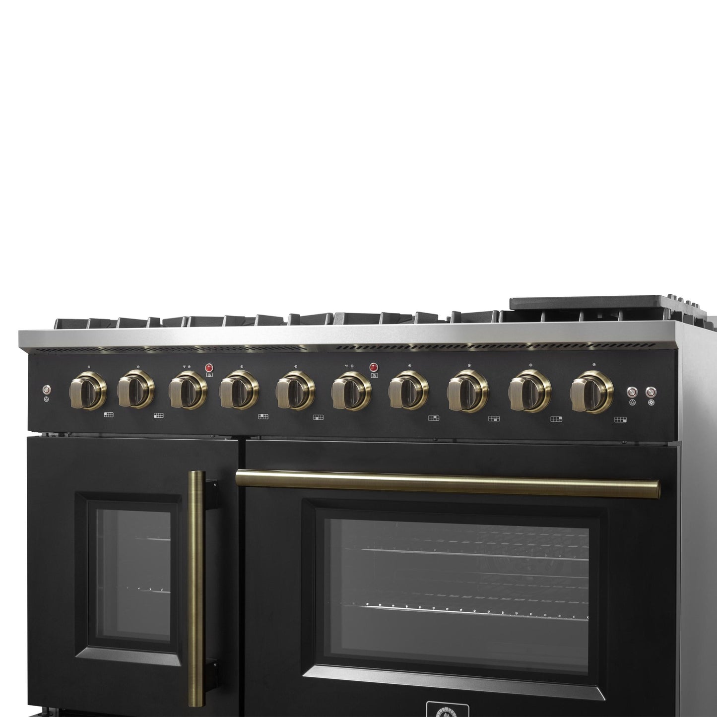 Forno FFSGS644448BLK Forno Galiano 48" Freestanding French Door Gas Range In Black