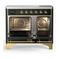 Ilve UMDIB40NR3BKG Ilve Umdib40Nr3Bkg Majestic Iii 40 Inch Induction Range With 6 Elements, 3.82 Cu. Ft. Total Oven Capacity (Triple Glass Door, Glossy Black, Brass)