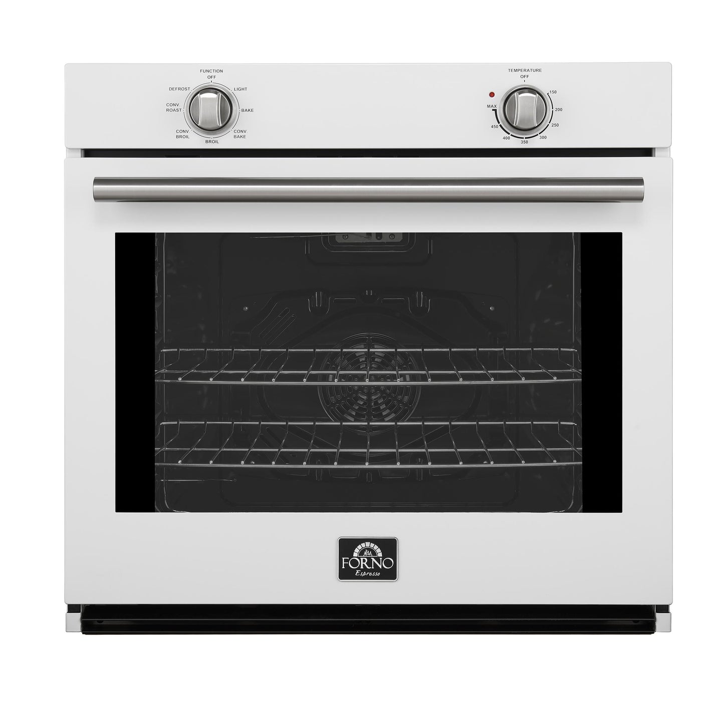 Forno FBOEL137030WHT Forno Vomero 30-Inch Wall Oven, White, 5 Cu.Ft Capacity, 3550 Watts Convection, Mechanical Controls, Manuel Steam Clean