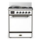 Ilve UM30QNR3WHB Ilve Um30Qnr3Whb Majestic Iii 30 Inch Dual Fuel Range With 5 Black Brass Burners, Dual Function Burner Up To 25,000 Btu (Natural Gas, Solid Door, White, Burnished)