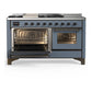 Ilve UM60FSNR3BGBLP Ilve Um60Fsnr3Bgblp Majestic Iii 60 Inch Dual Fuel Range With 7 Burners, Griddle And French Top, Dual Function Burner With Up To 25,000 Btu (Liquid Propane, Triple Glass Door, Blue Grey, Burnished)