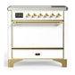 Ilve UMIB36QNR3WHG Ilve Umib36Qnr3Whg Majestic Iii 36 Inch Induction Range With 6 Elements, 3.5 Cu. Ft. Total Oven Capacity (Solid Door, White, Brass)