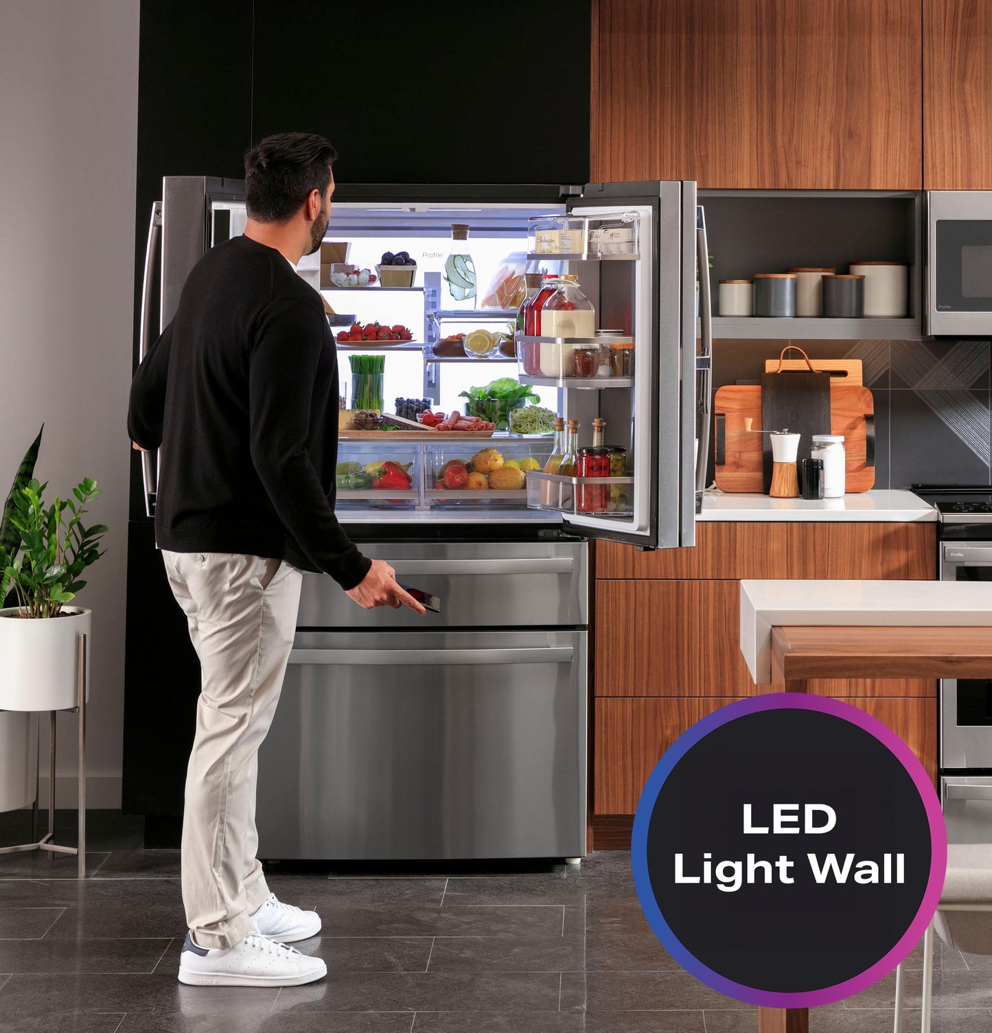 Ge Appliances PXD22BYPFS Ge Profile&#8482; 22.4 Cu. Ft. Smart Counter-Depth Fingerprint Resistant 4-Door French-Door Refrigerator With Door In Door