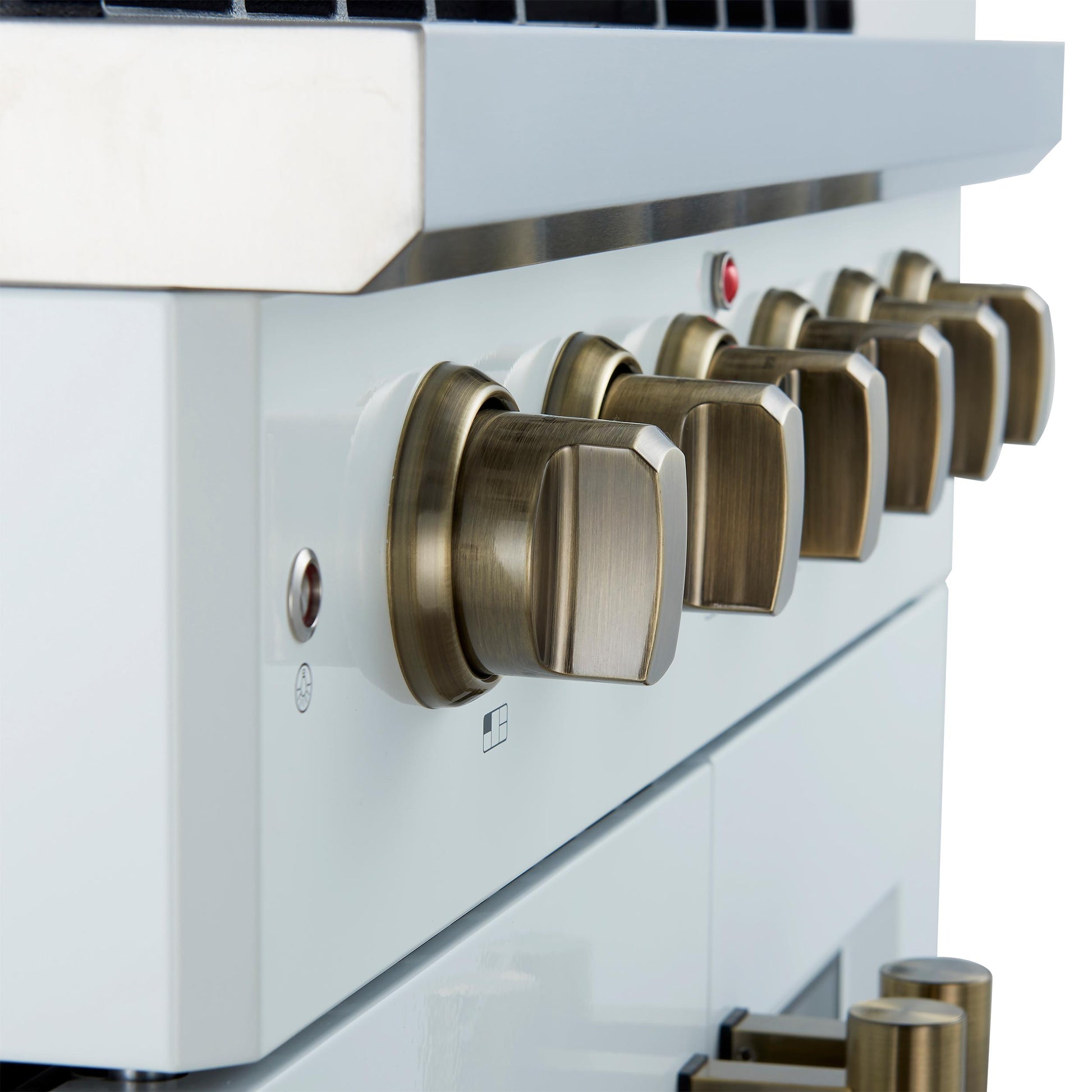 Forno FFSGS644430WHT Forno Galiano 30-Inch French Door Gas Rangenwhite With Antique Brass Design, 5 Burners,N68,000 Btu, 4.32 Cu.Ft. Convection Oven