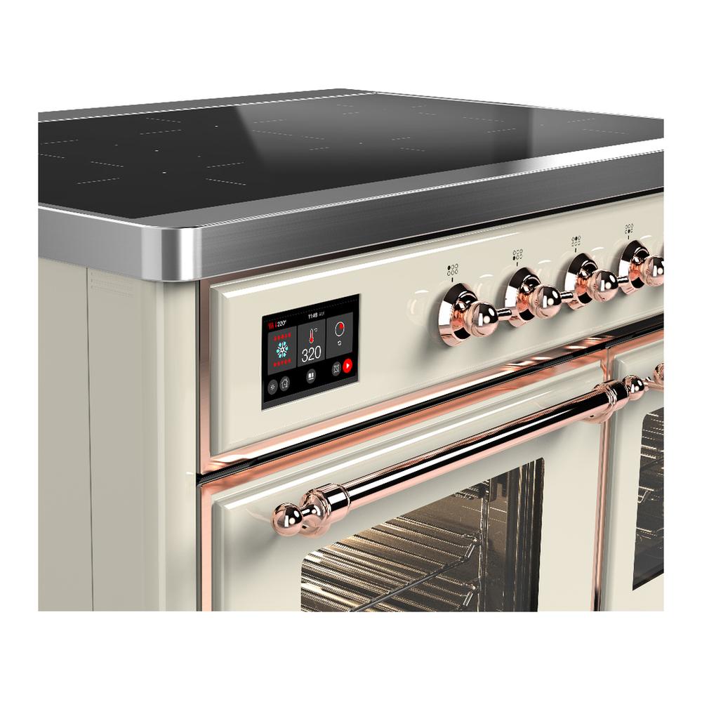 Ilve UMDIB40NR3AWP Ilve Umdib40Nr3Awp Majestic Iii 40 Inch Induction Range With 6 Elements, 3.82 Cu. Ft. Total Oven Capacity (Triple Glass Door, Antique White, Copper)