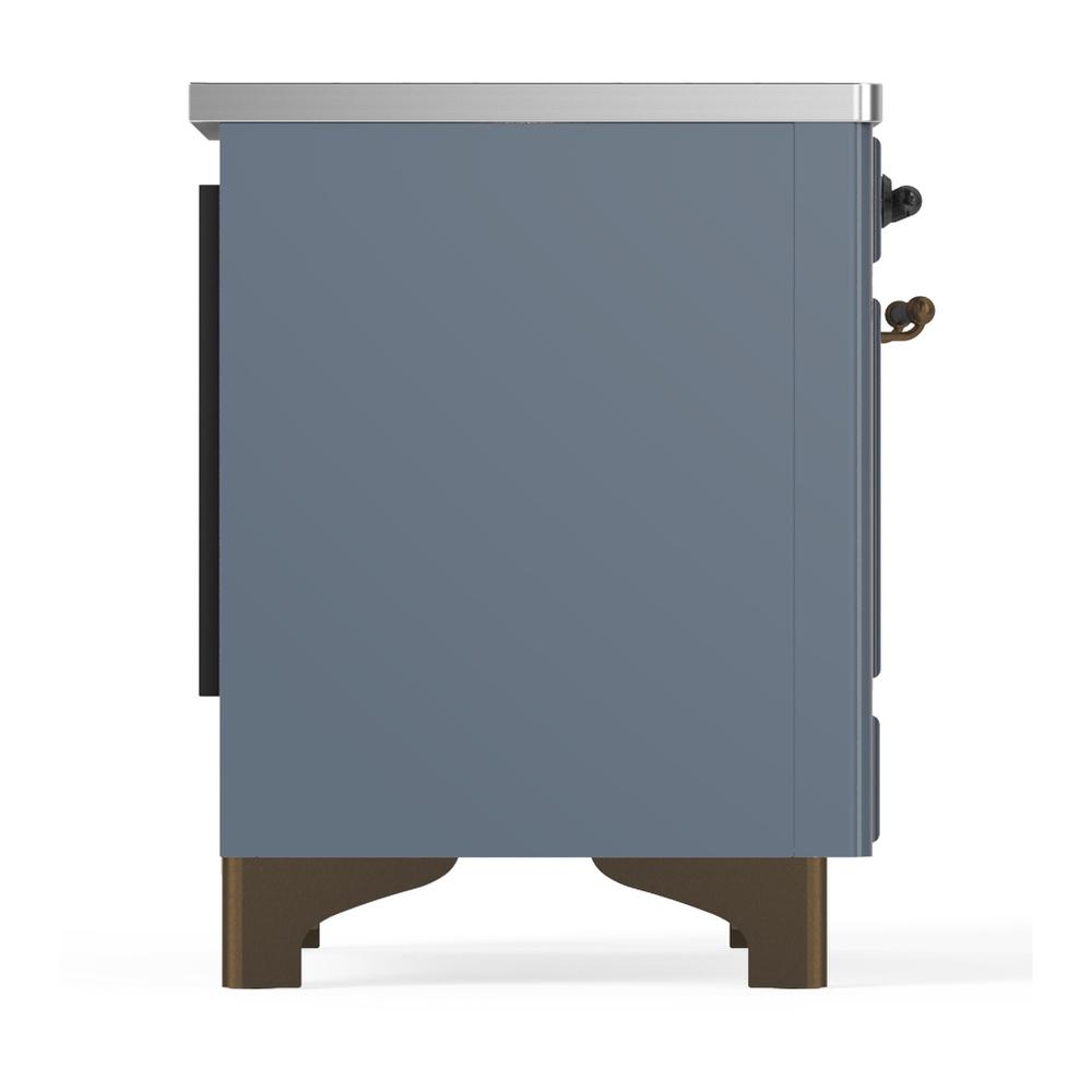 Ilve UMIB36QNR3BGB Ilve Umib36Qnr3Bgb Majestic Iii 36 Inch Induction Range With 6 Elements, 3.5 Cu. Ft. Total Oven Capacity (Solid Door, Blue Grey, Burnished)