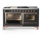 Ilve UM60FSNR3MGPLP Ilve Um60Fsnr3Mgplp Majestic Iii 60 Inch Dual Fuel Range With 7 Burners, Griddle And French Top, Dual Function Burner With Up To 25,000 Btu (Liquid Propane, Triple Glass Door, Graphite Matte, Copper)